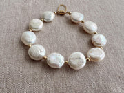 Coin Pearl Bracelet: Freshwater Pearls, 14k Gold Filled Accents, Handmade