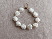 Coin Pearl Bracelet: Freshwater Pearls, 14k Gold Filled Accents, Handmade