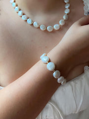 Coin Pearl Bracelet: Freshwater Pearls, 14k Gold Filled Accents, Handmade