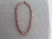 Carved Rose Quartz Pumpkin Necklace: 14k Gold Filled Accents, Statement Jewelry