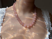Carved Rose Quartz Pumpkin Necklace: 14k Gold Filled Accents, Statement Jewelry