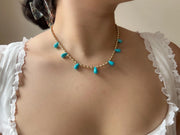 Gold Bead Necklace with Sleeping Beauty Turquoise Accents