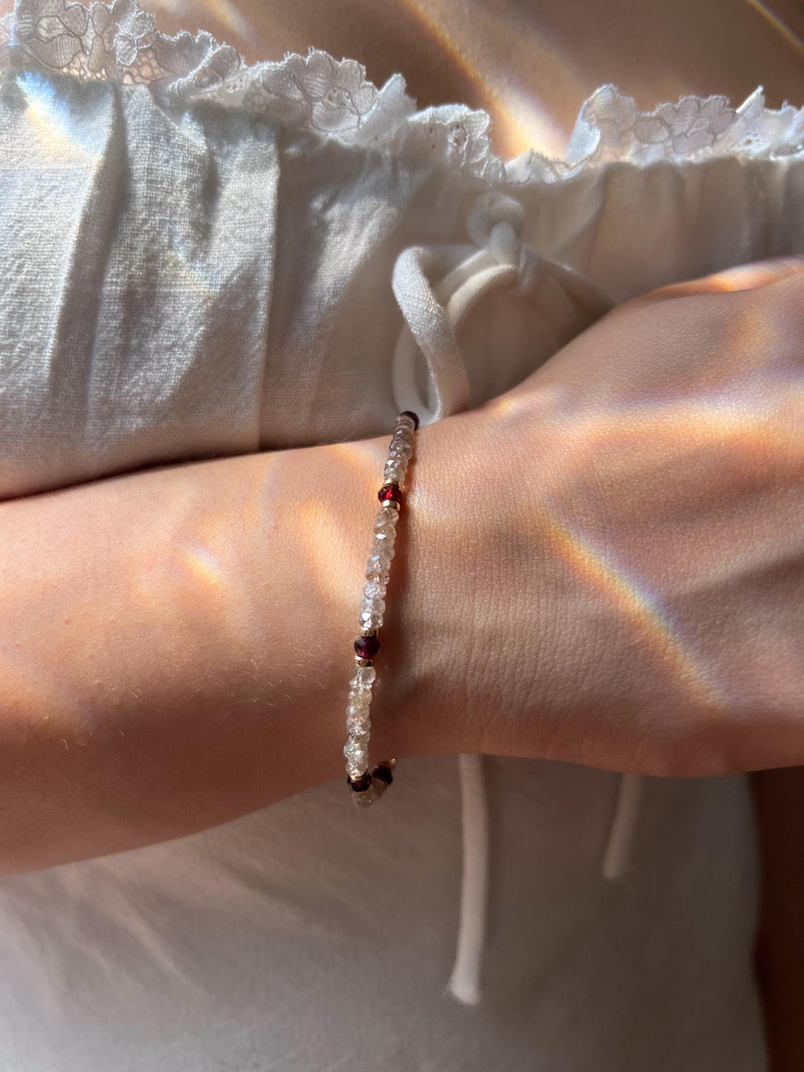 Brown Spinel Bracelet: Garnet Accents, Dainty Boho Jewelry