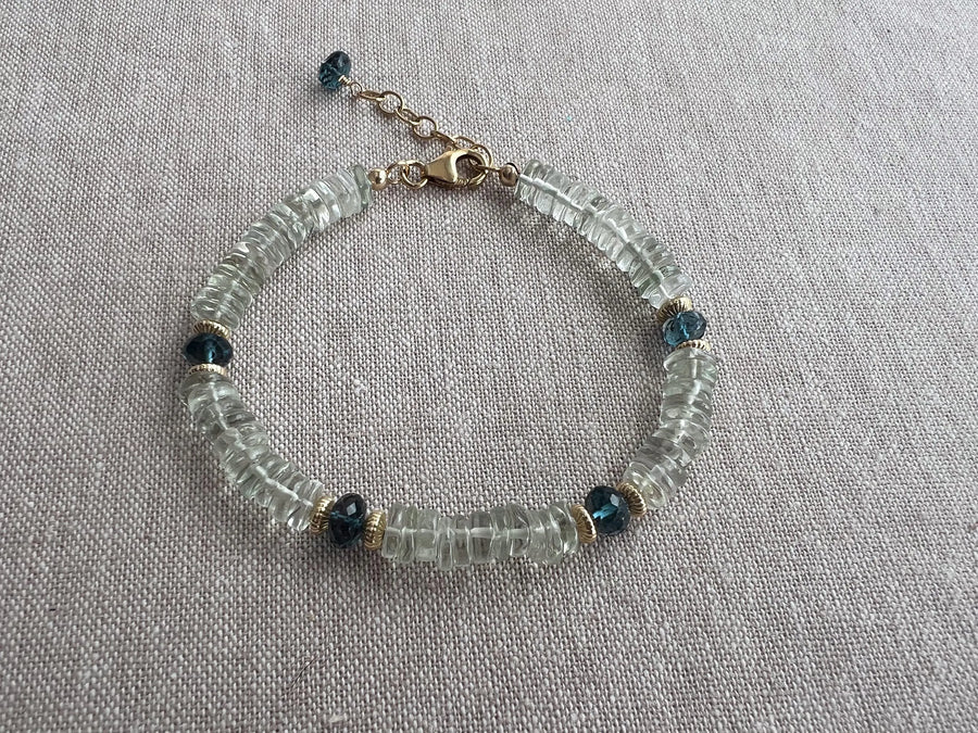 Prasiolite Bracelet with London Blue Topaz Accents