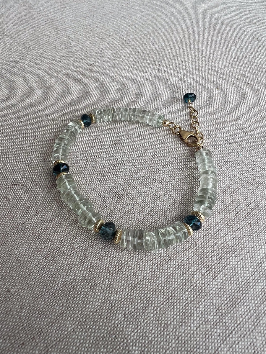 Prasiolite Bracelet with London Blue Topaz Accents
