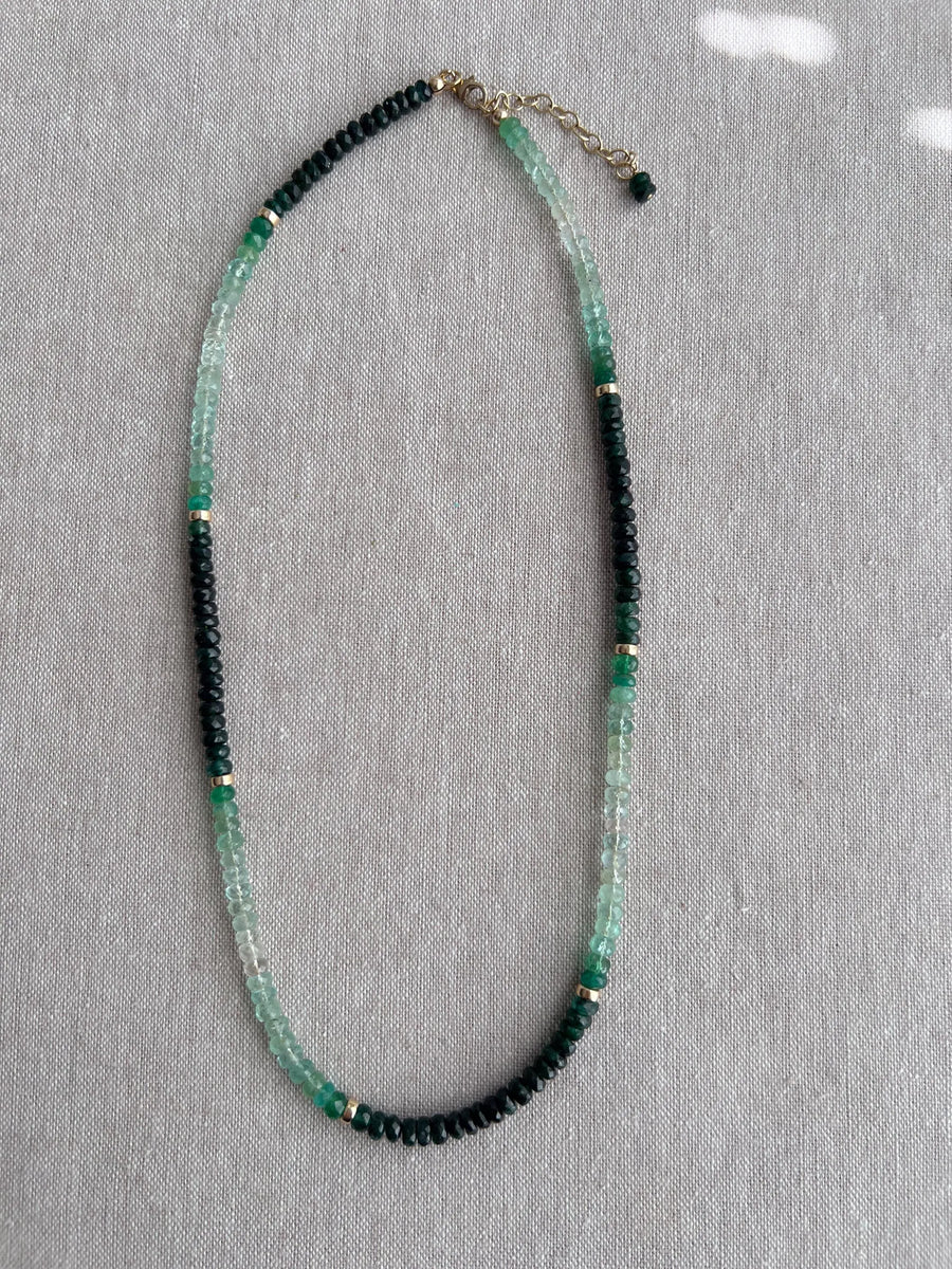 Emerald Ombre Necklace, May Birthstone, Timeless Boho Style Necklace