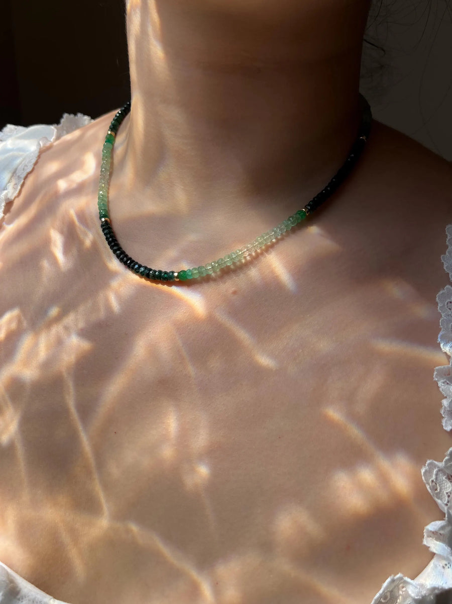 Emerald Ombre Necklace, May Birthstone, Timeless Boho Style Necklace