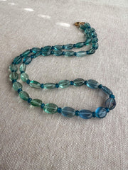 Fluorite Necklace, Swiss BlueTopaz Accents, Boho Gemstone Jewelry