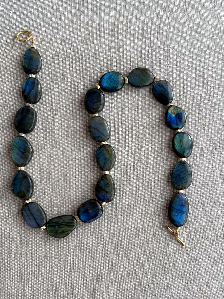 Labradorite Necklace with Gold Accents