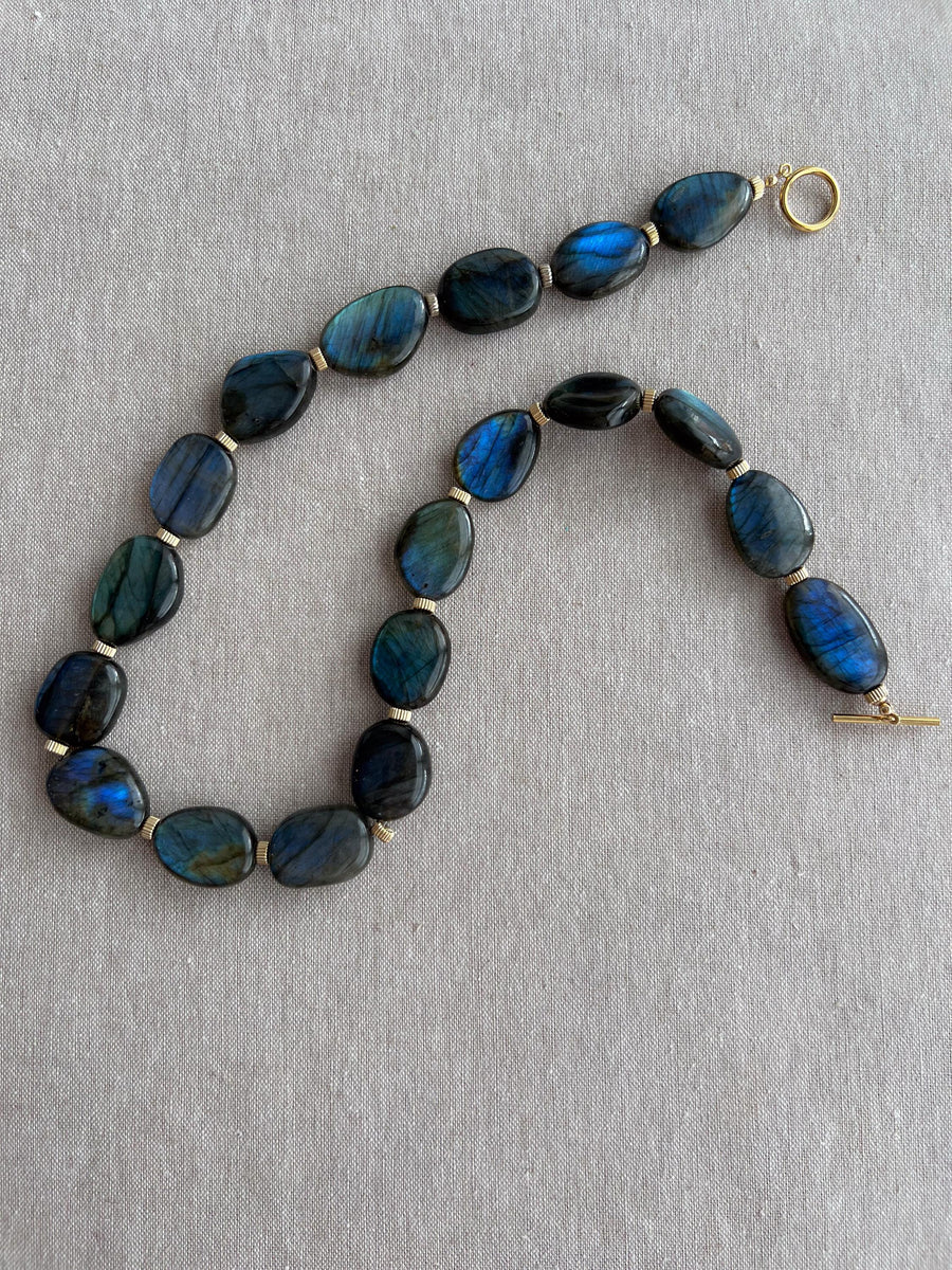 Labradorite Necklace with Gold Accents