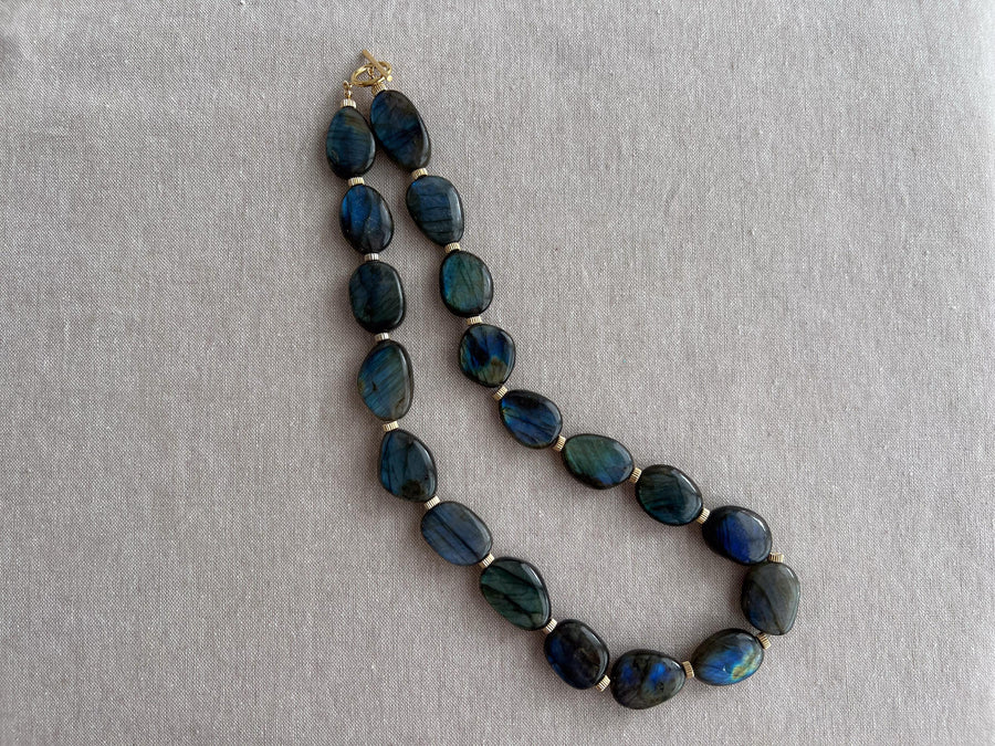 Labradorite Necklace with Gold Accents