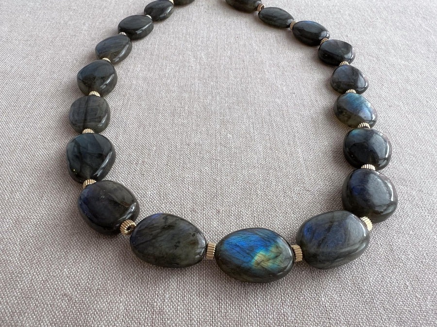 Labradorite Necklace with Gold Accents