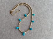 Gold Bead Necklace with Sleeping Beauty Turquoise Accents