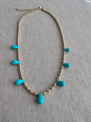 Gold Bead Necklace with Sleeping Beauty Turquoise Accents
