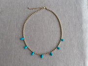 Gold Bead Necklace with Sleeping Beauty Turquoise Accents