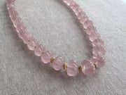Carved Rose Quartz Pumpkin Necklace: 14k Gold Filled Accents, Statement Jewelry