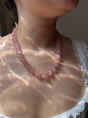 Carved Rose Quartz Pumpkin Necklace: 14k Gold Filled Accents, Statement Jewelry
