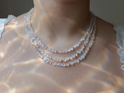 Rainbow Moonstone Triple Strand Necklace, 14k Gold Filled Accents, Boho