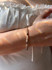 Brown Spinel Bracelet: Garnet Accents, Dainty Boho Jewelry