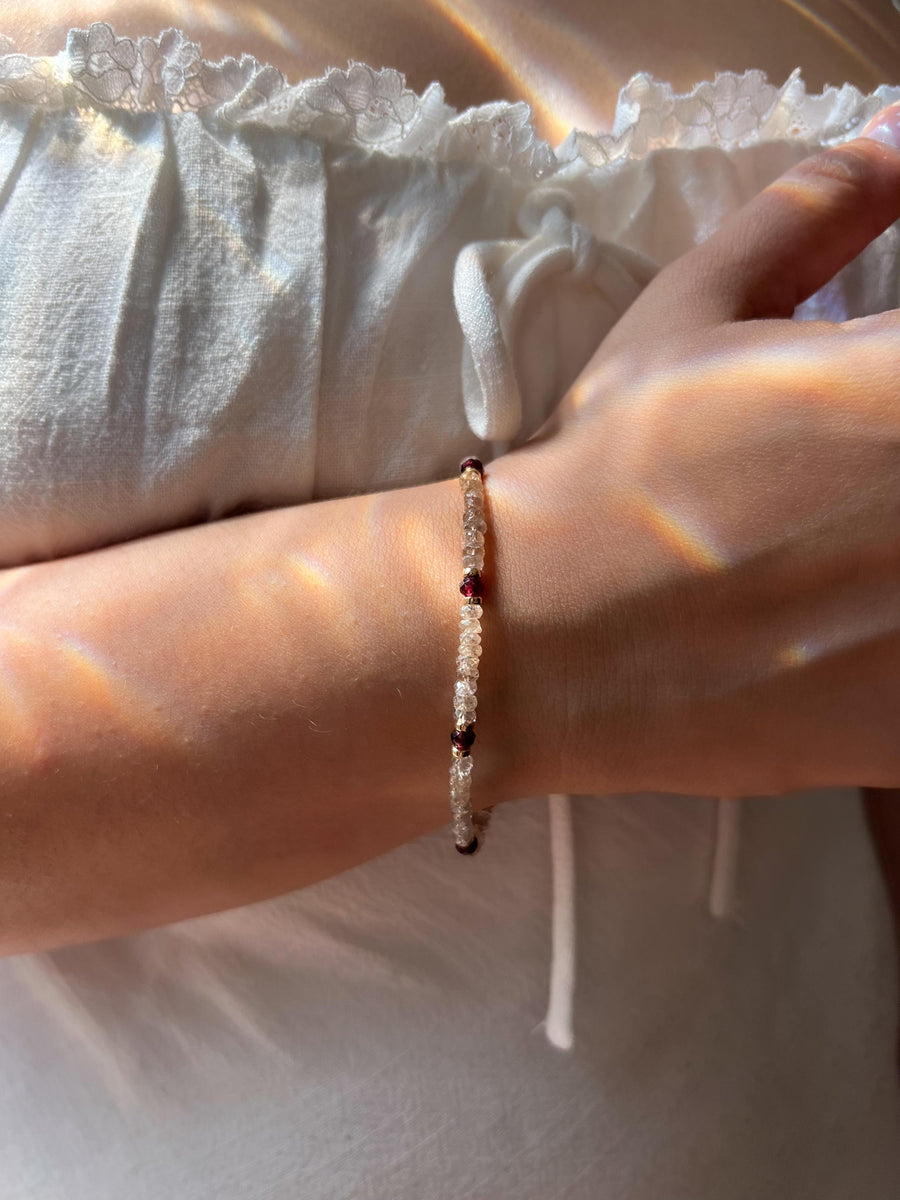 Brown Spinel Bracelet: Garnet Accents, Dainty Boho Jewelry