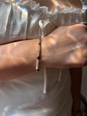 Brown Spinel Bracelet: Garnet Accents, Dainty Boho Jewelry