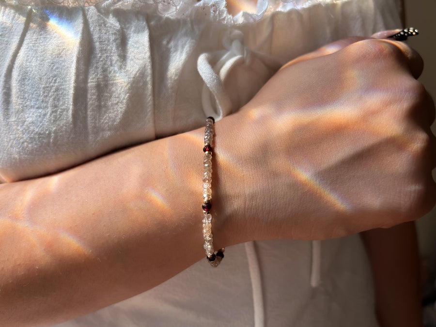 Brown Spinel Bracelet: Garnet Accents, Dainty Boho Jewelry