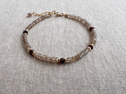 Brown Spinel Bracelet: Garnet Accents, Dainty Boho Jewelry