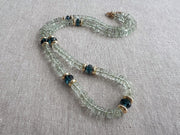 Prasiolite Heishi Necklace, London Blue Topaz Accents, Boho Gemstone Jewelry