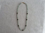 Prasiolite Heishi Necklace, London Blue Topaz Accents, Boho Gemstone Jewelry