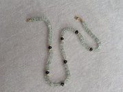 Prasiolite Heishi Necklace, London Blue Topaz Accents, Boho Gemstone Jewelry