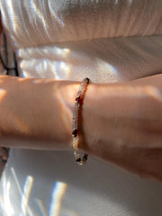 Brown Spinel Bracelet: Garnet Accents, Dainty Boho Jewelry