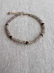 Brown Spinel Bracelet: Garnet Accents, Dainty Boho Jewelry