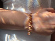 Citrine Hearts Bracelet: Carved Rhodolite Accents, Boho Gemstone Jewelry