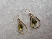 Lemon Quartz Beehive Teardrop Earrings, Carved Gemstones, Boho Gemstone Jewelry