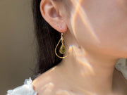 Lemon Quartz Beehive Teardrop Earrings, Carved Gemstones, Boho Gemstone Jewelry