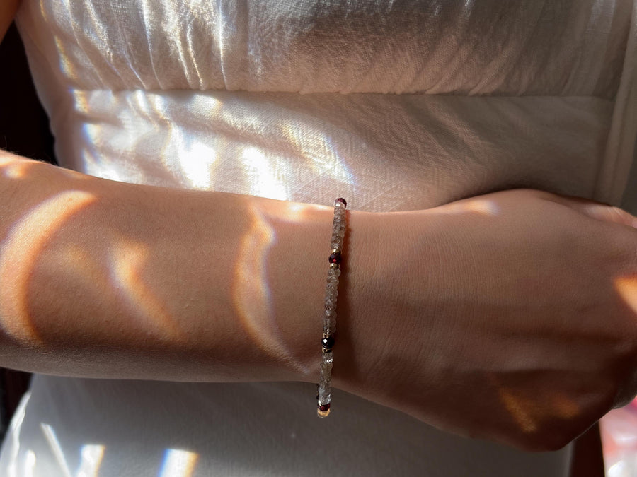 Brown Spinel Bracelet: Garnet Accents, Dainty Boho Jewelry