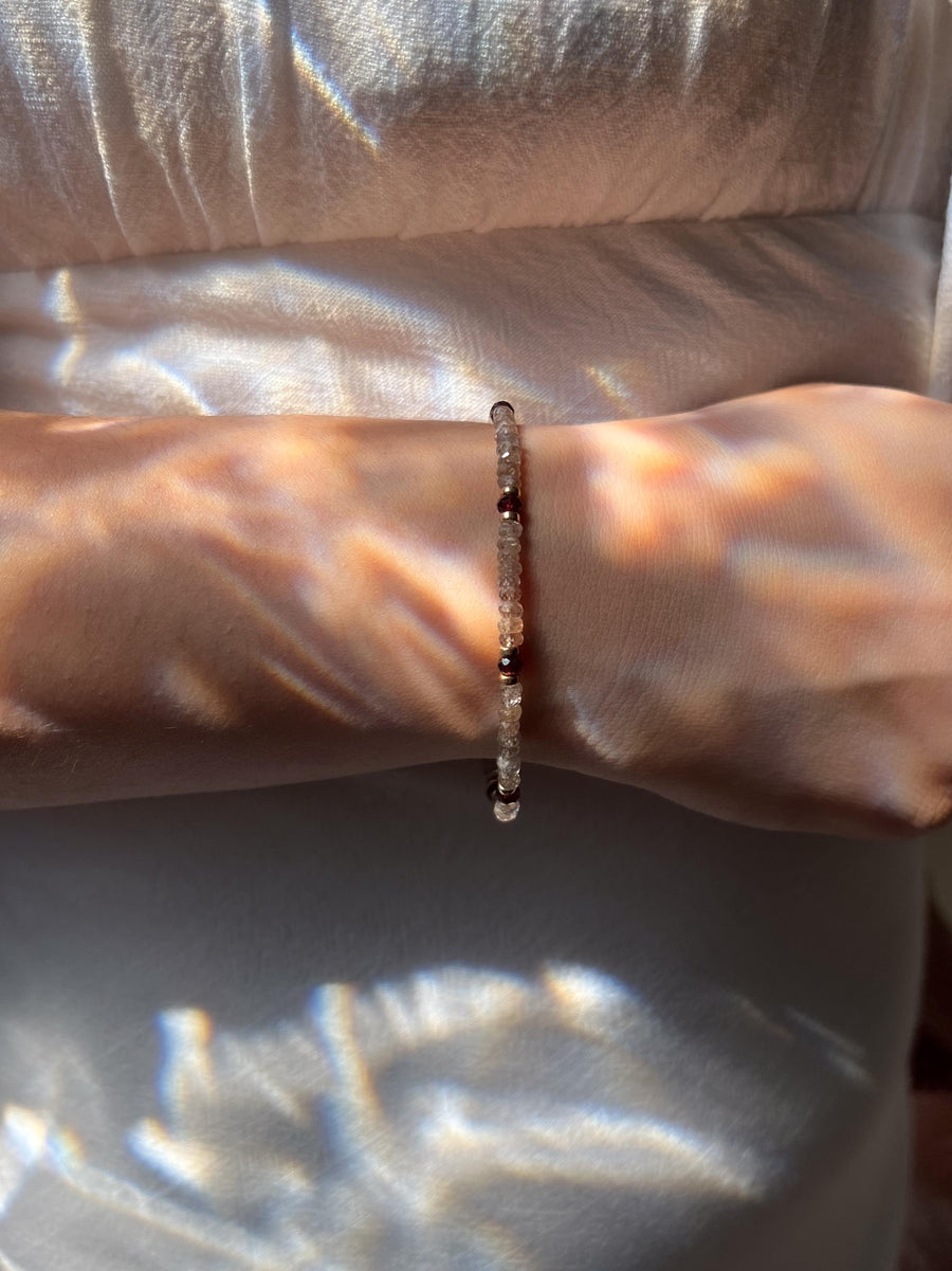 Brown Spinel Bracelet: Garnet Accents, Dainty Boho Jewelry