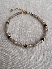 Brown Spinel Bracelet: Garnet Accents, Dainty Boho Jewelry
