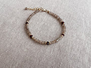 Brown Spinel Bracelet: Garnet Accents, Dainty Boho Jewelry