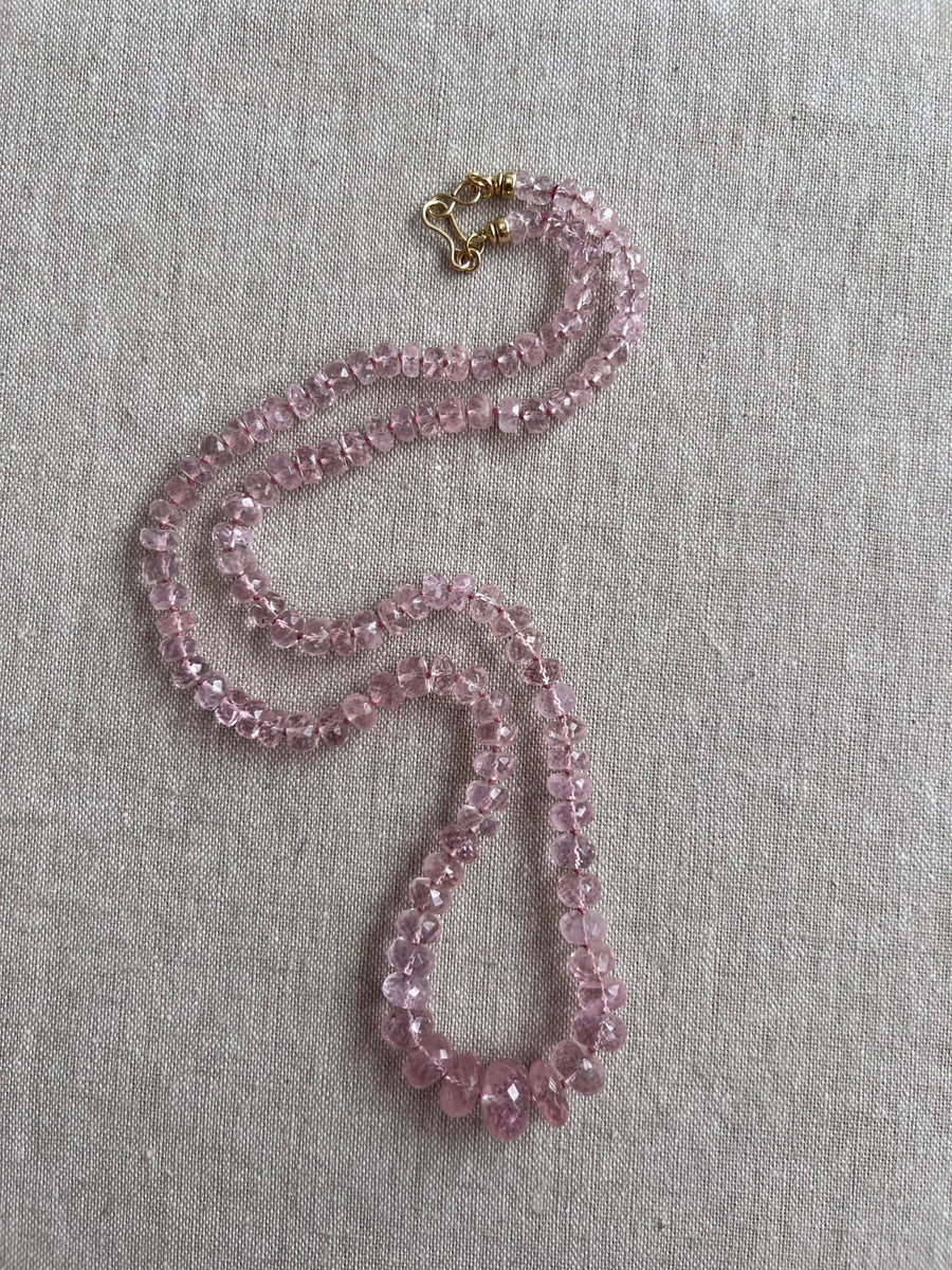 Pink Morganite Necklace, Hand Knotted Gemstones, Boho Gemstone Jewelry