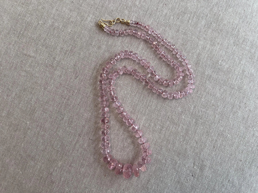 Pink Morganite Necklace, Hand Knotted Gemstones, Boho Gemstone Jewelry