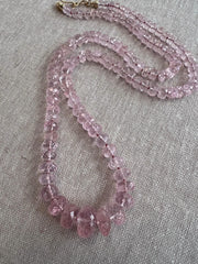 Pink Morganite Necklace, Hand Knotted Gemstones, Boho Gemstone Jewelry