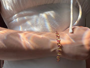 Citrine Hearts Bracelet: Carved Rhodolite Accents, Boho Gemstone Jewelry