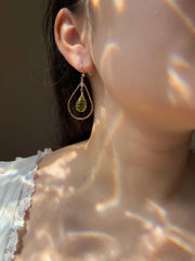 Lemon Quartz Beehive Teardrop Earrings, Carved Gemstones, Boho Gemstone Jewelry