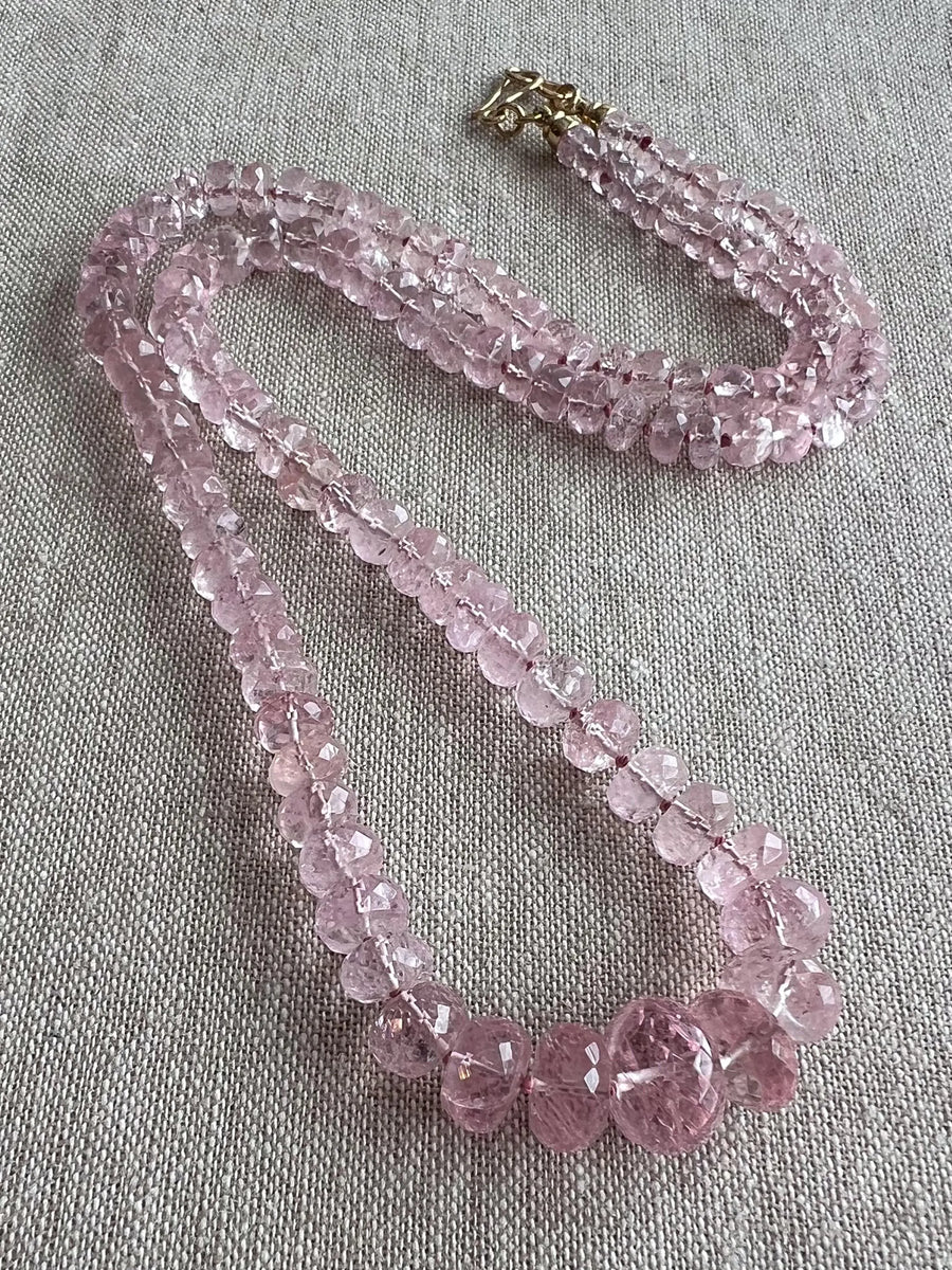 Pink Morganite Necklace, Hand Knotted Gemstones, Boho Gemstone Jewelry