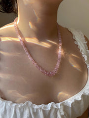 Pink Morganite Necklace, Hand Knotted Gemstones, Boho Gemstone Jewelry