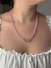 Pink Morganite Necklace, Hand Knotted Gemstones, Boho Gemstone Jewelry