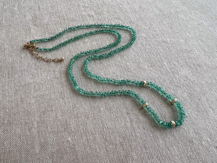 Colombian Emerald Necklace, 14k Solid Gold Accents, Fine Gemstone Jewelry