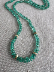 Colombian Emerald Necklace, 14k Solid Gold Accents, Fine Gemstone Jewelry