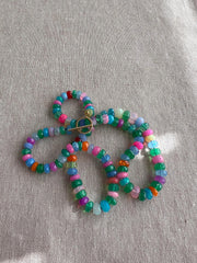 Multi Colored Opals Necklace, Boho Gemstone Jewelry, Hand Knotted Gemstones